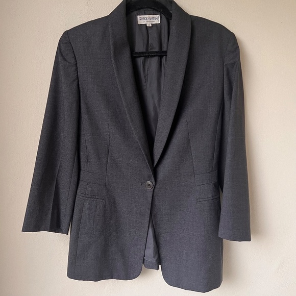 Giorgio Armani Le Collezioni Womens 100% Wool Gray  Blazer Coat Sz 12 - Picture 1 of 12